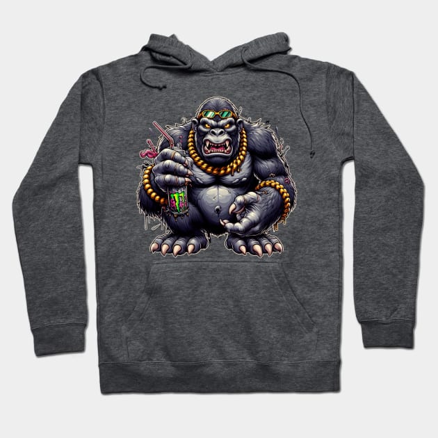 gorilla monster holding canned drink Hoodie by EKLZR